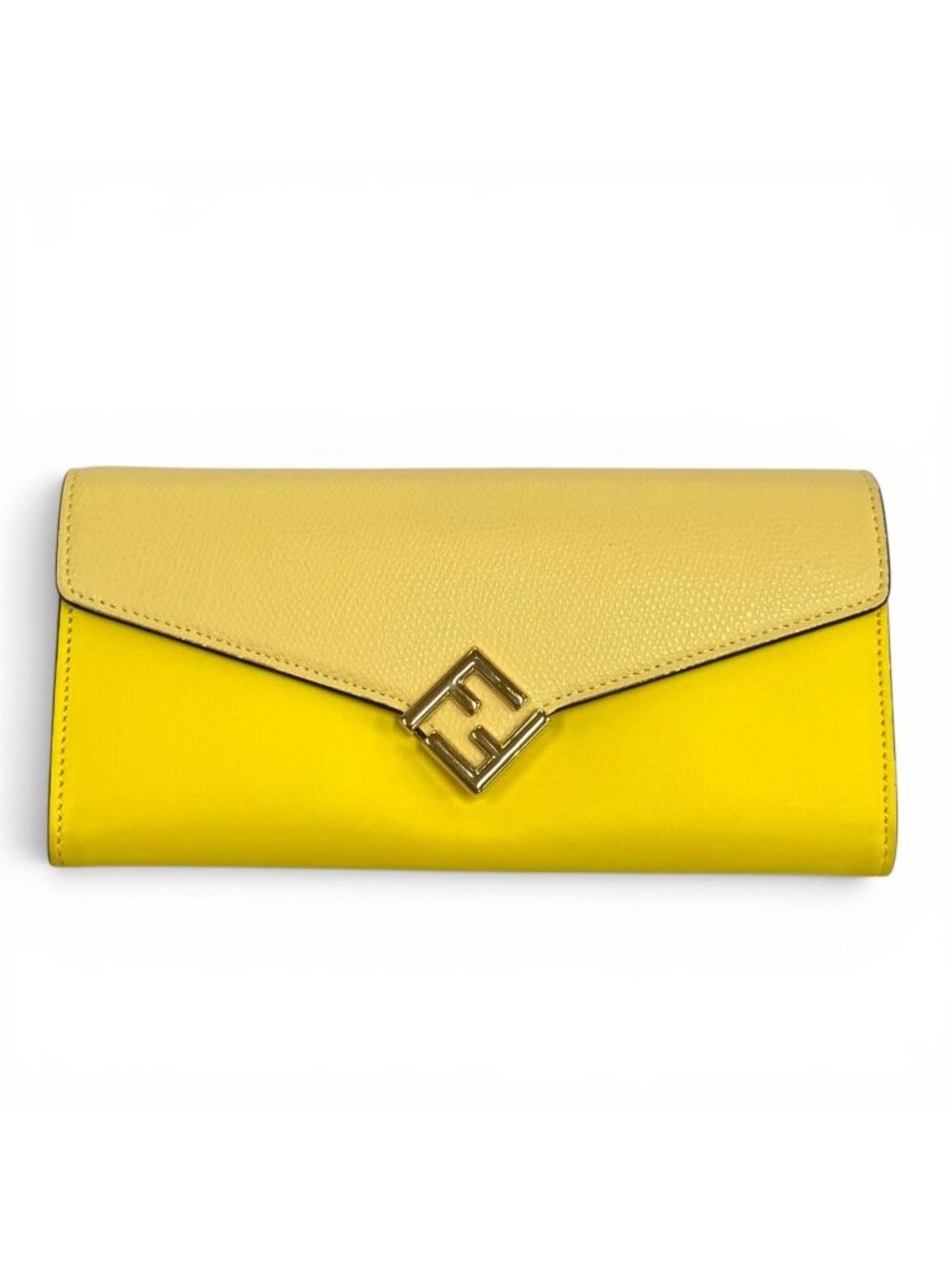 Fendi FF Diamond Continental Leather Wallet Yellow Gold